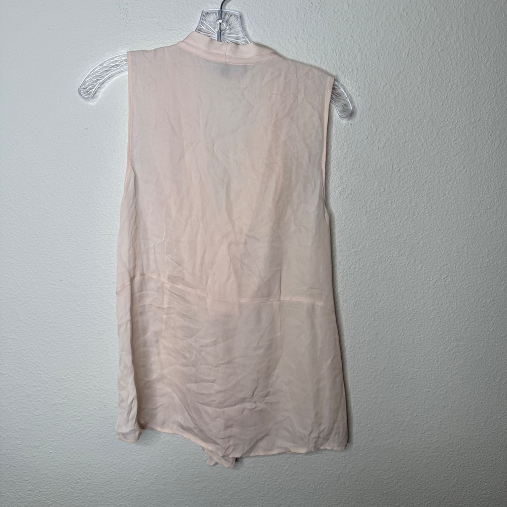 Antonio Melani Womens Pale Pink 100% Silk Sleeveless Front Tie Blouse Size M - Picture 2 of 5